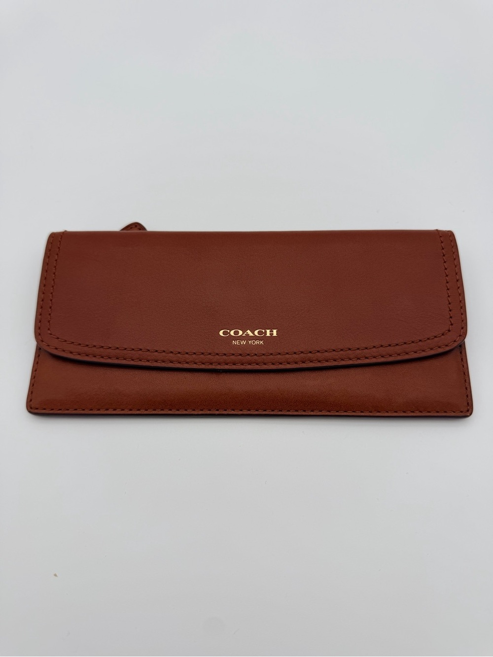 COACH Brown Leather Wallet Billfold Continental Wallet